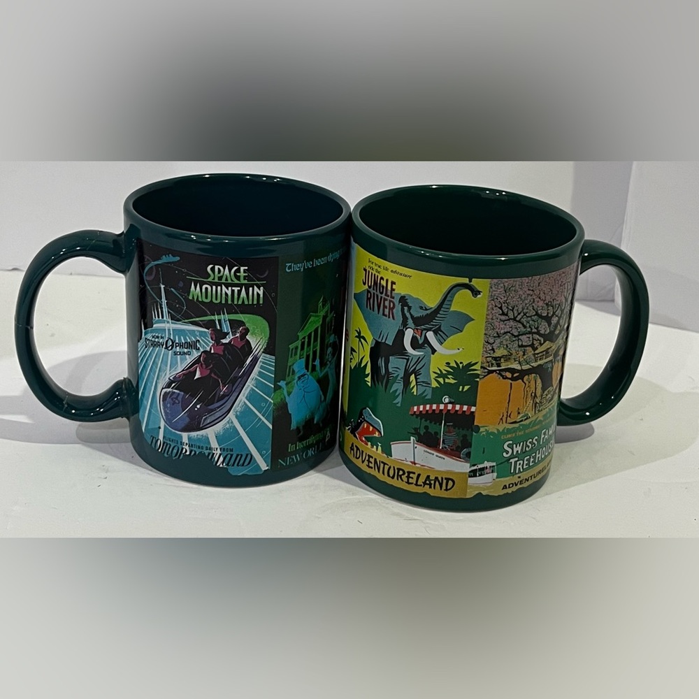 Vintage Poster Art Disney Adventureland Themed Green Mugs- 1 Free w Purchase!